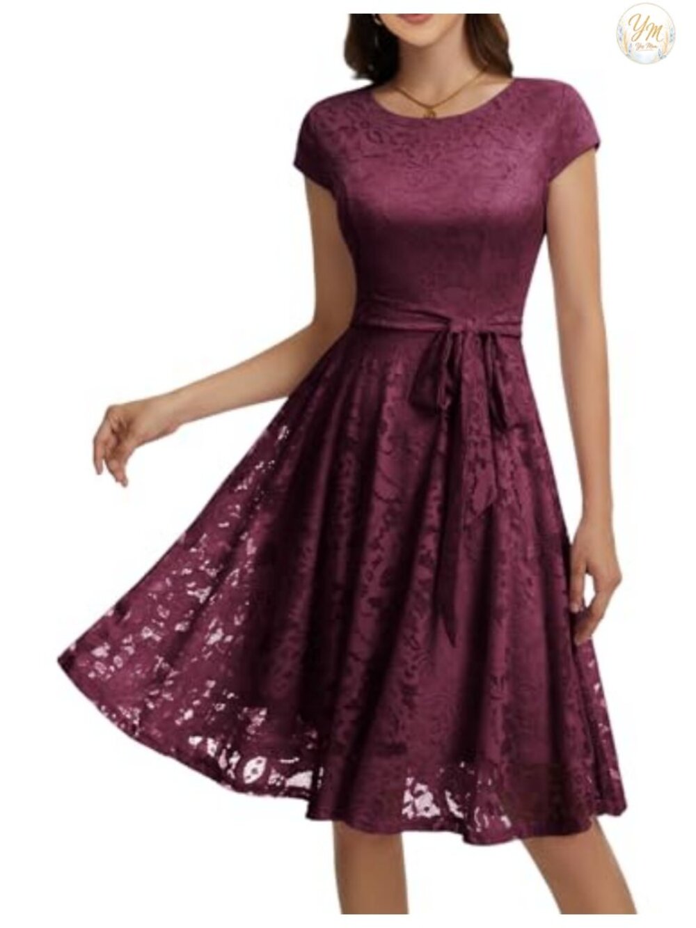 Women's Lace Cocktail Dress Knee-Length A-Line Wedding Guest